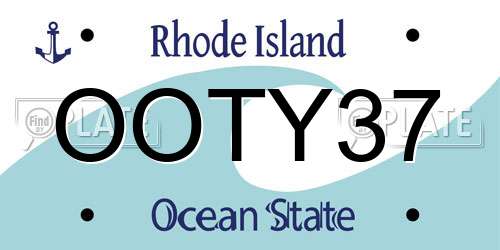 OOTY37 Rhode Island License Plate