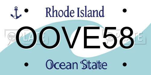 OOVE58 Rhode Island License Plate