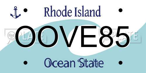 OOVE85 Rhode Island License Plate