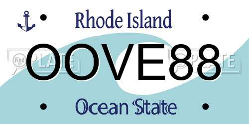 OOVE88 Rhode Island License Plate