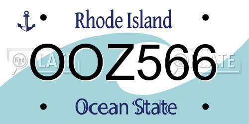 OOZ566 Rhode Island License Plate
