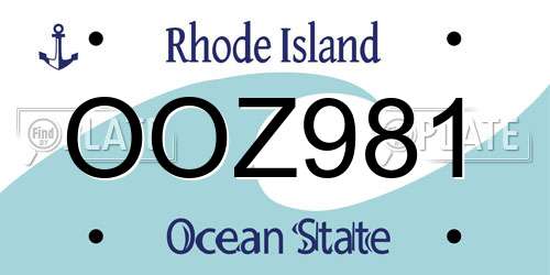 OOZ981 Rhode Island License Plate
