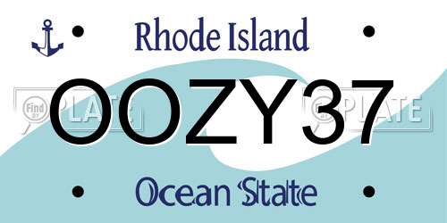 OOZY37 Rhode Island License Plate