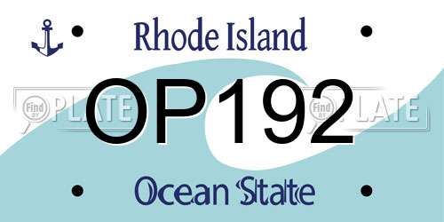 OP192 Rhode Island License Plate