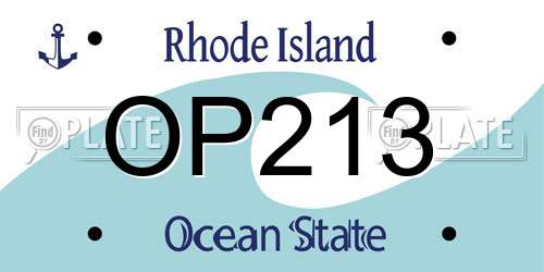 OP213 Rhode Island License Plate