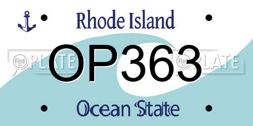 OP363 Rhode Island License Plate