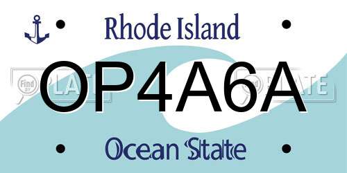 OP4A6A Rhode Island License Plate