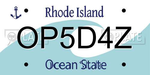 OP5D4Z Rhode Island License Plate
