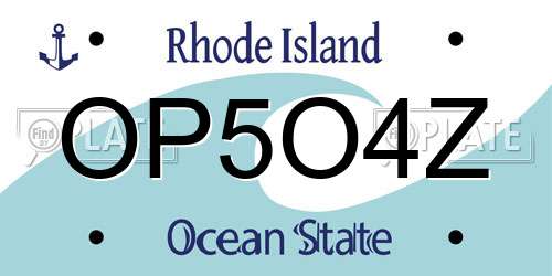 OP5O4Z Rhode Island License Plate
