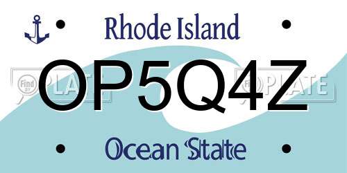 OP5Q4Z Rhode Island License Plate