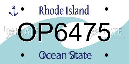 OP6475 Rhode Island License Plate