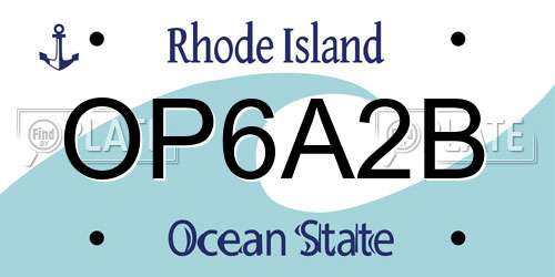 OP6A2B Rhode Island License Plate