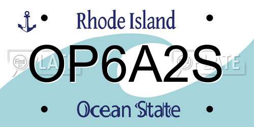 OP6A2S Rhode Island License Plate