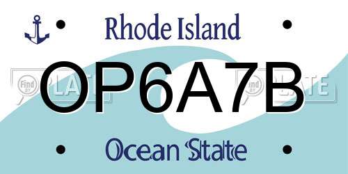OP6A7B Rhode Island License Plate