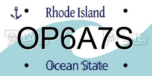 OP6A7S Rhode Island License Plate