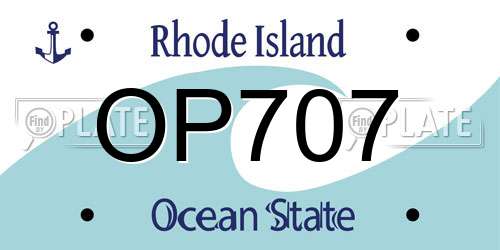OP707 Rhode Island License Plate