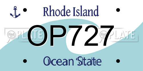 OP727 Rhode Island License Plate