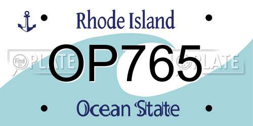 OP765 Rhode Island License Plate
