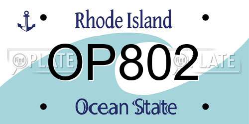 OP802 Rhode Island License Plate