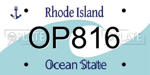 OP816 Rhode Island License Plate