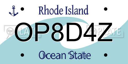 OP8D4Z Rhode Island License Plate