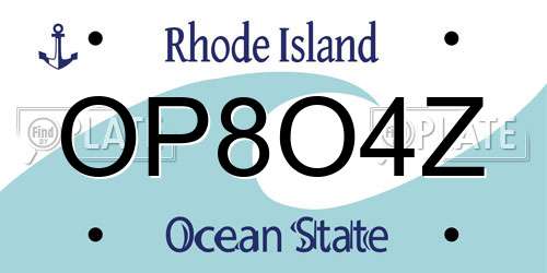 OP8O4Z Rhode Island License Plate