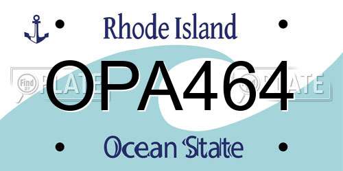 OPA464 Rhode Island License Plate