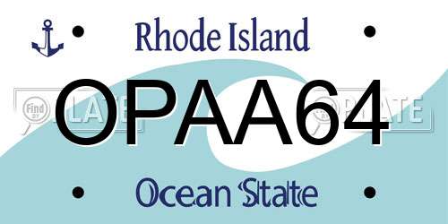OPAA64 Rhode Island License Plate