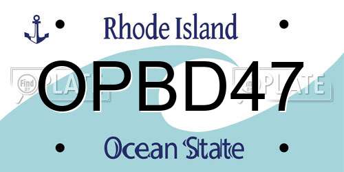OPBD47 Rhode Island License Plate
