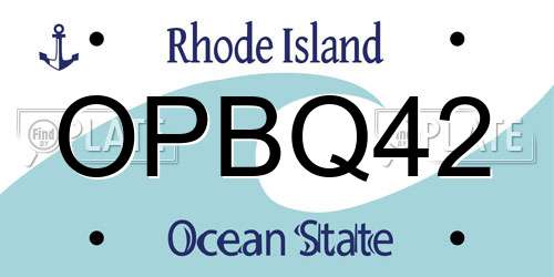 OPBQ42 Rhode Island License Plate