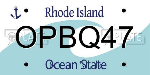 OPBQ47 Rhode Island License Plate