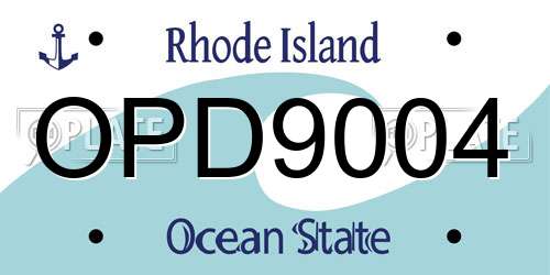 OPD9004 Rhode Island License Plate