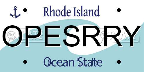 OPESRRY Rhode Island License Plate