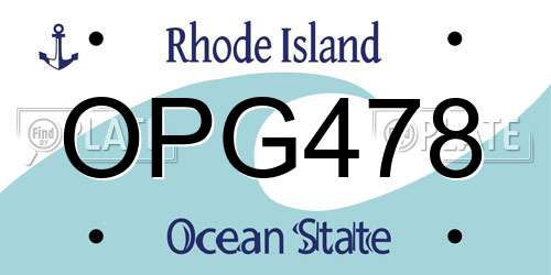 OPG478 Rhode Island License Plate