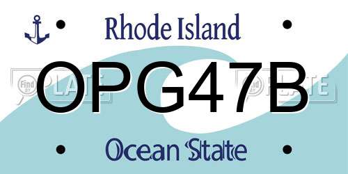 OPG47B Rhode Island License Plate