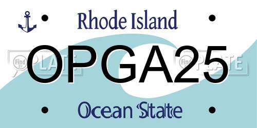 OPGA25 Rhode Island License Plate