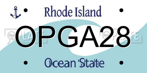 OPGA28 Rhode Island License Plate