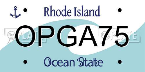 OPGA75 Rhode Island License Plate