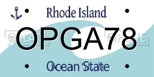 OPGA78 Rhode Island License Plate