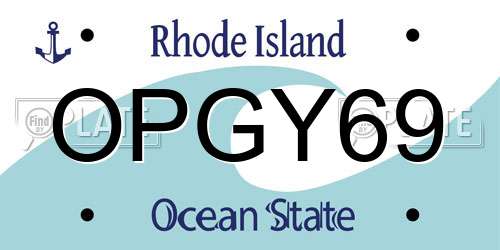 OPGY69 Rhode Island License Plate