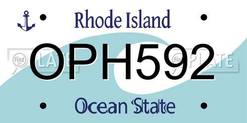 OPH592 Rhode Island License Plate