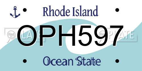 OPH597 Rhode Island License Plate