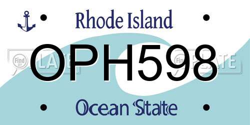 OPH598 Rhode Island License Plate
