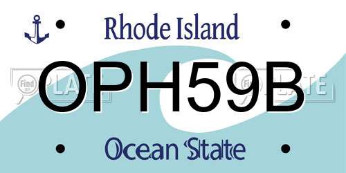OPH59B Rhode Island License Plate