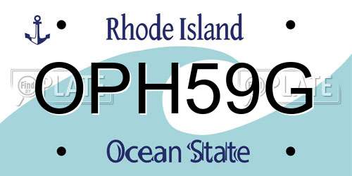 OPH59G Rhode Island License Plate