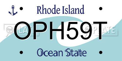 OPH59T Rhode Island License Plate