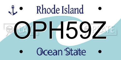 OPH59Z Rhode Island License Plate