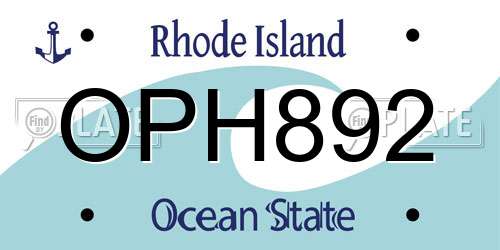 OPH892 Rhode Island License Plate