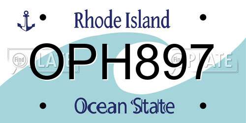 OPH897 Rhode Island License Plate