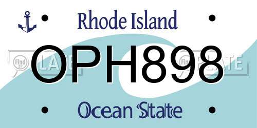 OPH898 Rhode Island License Plate